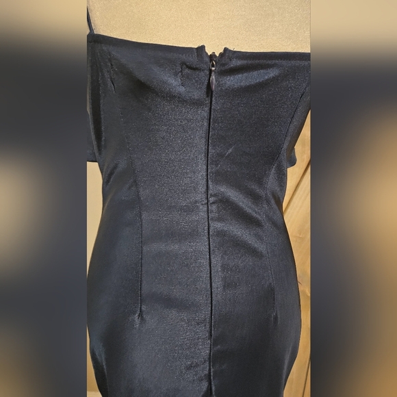 RARE LONDON Lurex Sheen Bodycon Midi Dress Sleeveless In Navy. Size 4 - Picture 10 of 13